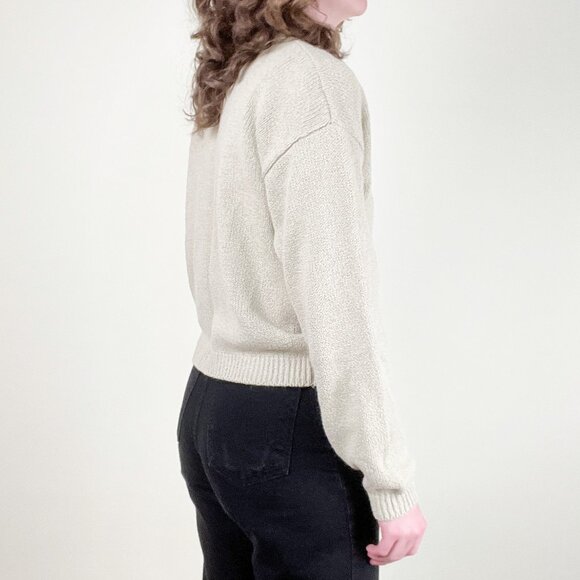 Vintage French Knit Cardigan Sweater Oversized Crop Old Money Luxe Quiet Luxury - Picture 5 of 9